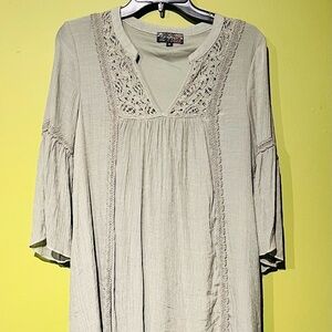 J Gee sage green mini dress size medium crochet boho